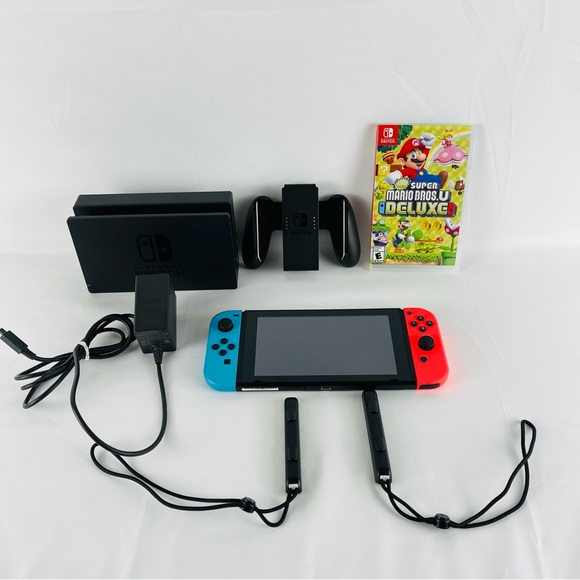 Nintendo Switch - Neon Blue + Neon Red Joy-Con and Game - Picture 1 of 16